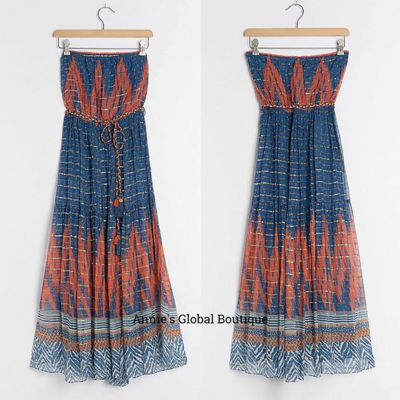 RARE NWT ANTHROPOLOGIE Nora Tasseled Maxi Dress - Picture 9 of 14